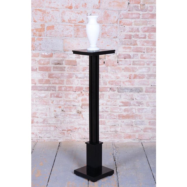 Black Art Deco Oak Pedestal, Czech, 1920s For Sale - Image 8 of 10