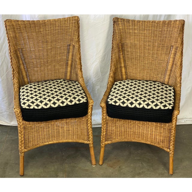 Vintage Rustic Woven Wicker Rattan Accent Chairs a Pair Chairish