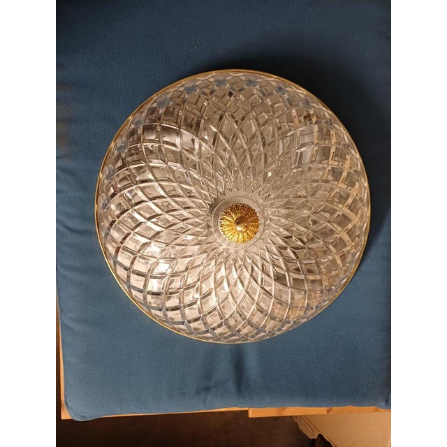 1990s Large Art Deco Ceiling Light in Gold-Plated Brass and Crystal, Rome, Italy, 1990s For Sale - Image 5 of 18
