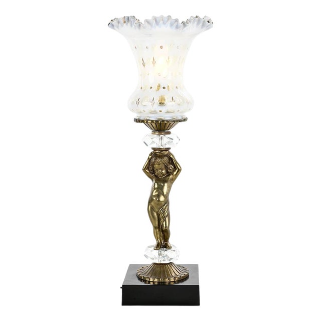 Bronze Cherub Table Lamp For Sale