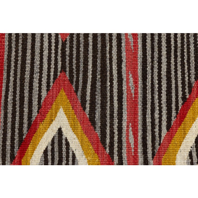 Modern Navajo Inspired Wool Accent Rug in Crimson, Gold, and Charcoal 3x5 For Sale - Image 4 of 8