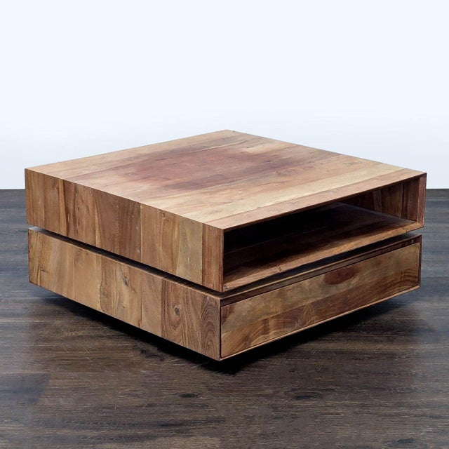 Modern Cb2 Spin Rotating Coffee Table With Two Drawers For Sale - Image 3 of 11