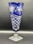 Meissen crystal cobalt blue overlay cut crystal vase, hand engraved floral lead crystal, german bleikristall, vintage...