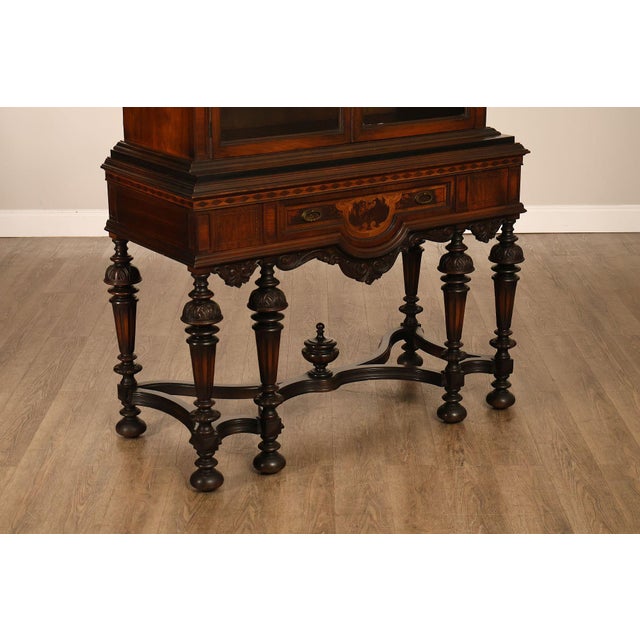 Rockford Republic Furniture Company 1920's Walnut China Display Cabinet For Sale - Image 9 of 18
