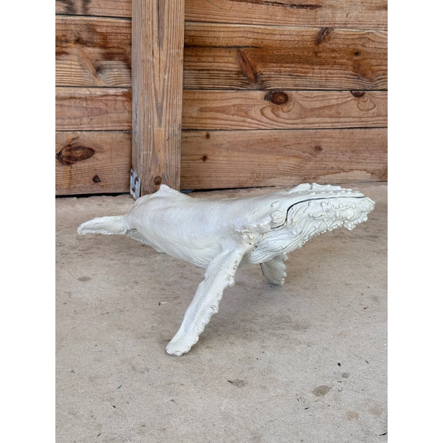 1980s Vintage Nautical Cast Metal Humpback Whale Sculpture With Original Painted Finish For Sale - Image 5 of 11