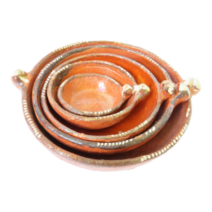 Mexican Tlaquepaque Terracotta Redware Nesting Bowls, S/5