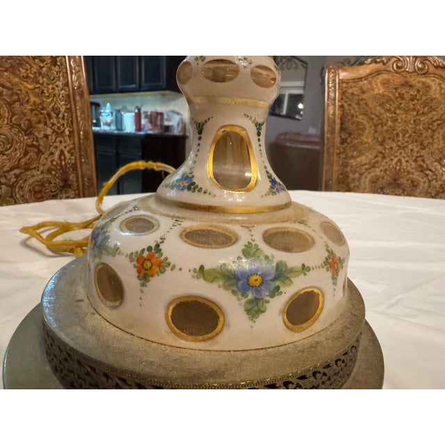 Vintage Bohemian Cased Glass a White Glass Overlay Cut Back to Reveal an Inner Layer of Clear or Colored Glass. For Sale - Image 9 of 9