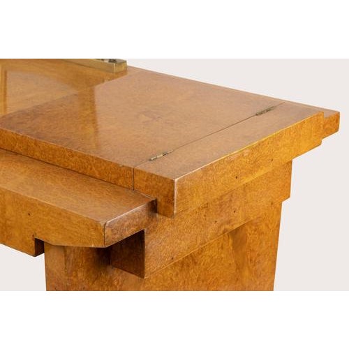 Art Deco Console in Mahogany and Amboyna by Jules Leleu, France, 1923 For Sale - Image 9 of 12