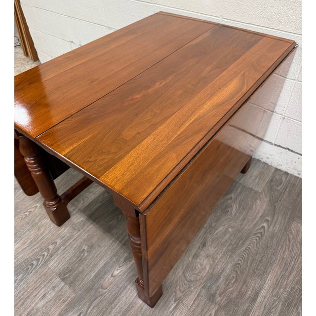 Vintage Early American Colonial Revival Willam & Mary Style Walnut Dining Table For Sale - Image 9 of 14