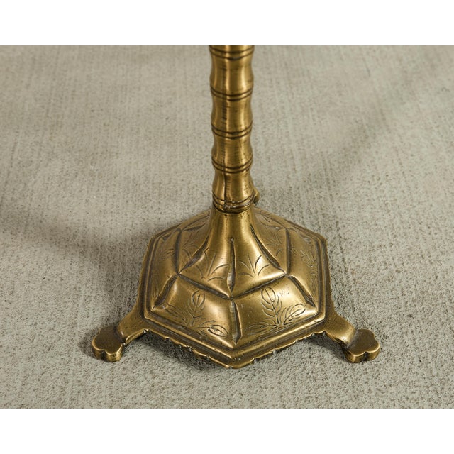 Mid-Century Brass Faux-Bamboo Pedestal Martini Drink Table For Sale - Image 11 of 13
