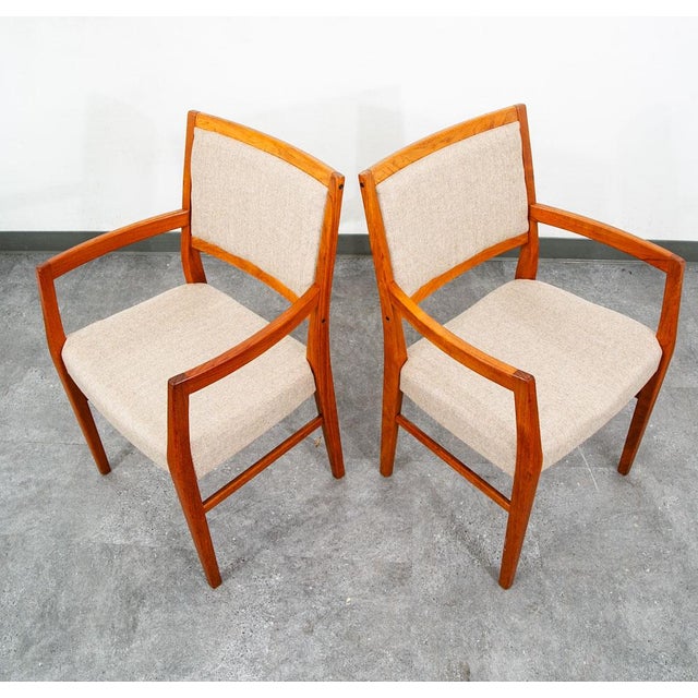 Svegards Markaryd Mid Century Danish Modern Dining Chairs Set 4 Wool Teak Wood Svegards Sweden MCM For Sale - Image 4 of 12