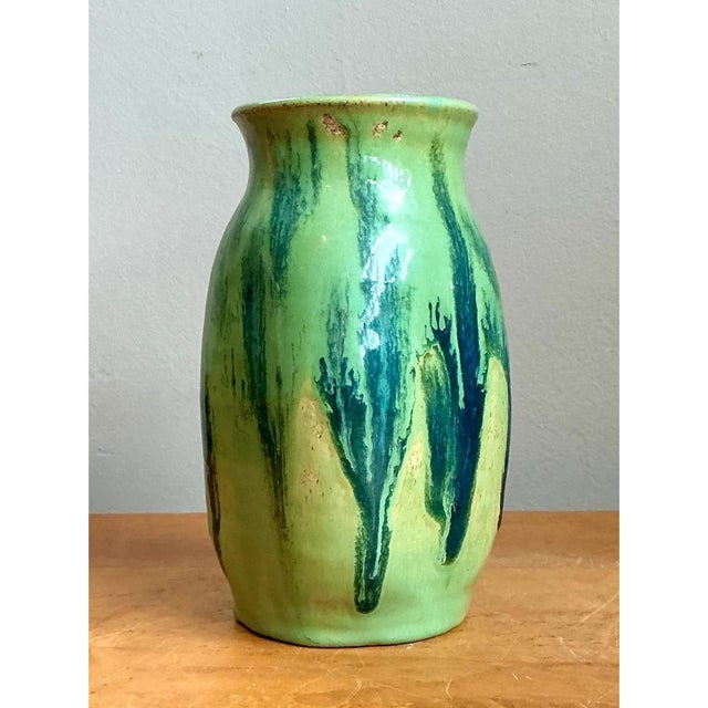 Mid-Century Modern Vintage Drip Glaze Ceramic Vase For Sale - Image 3 of 12