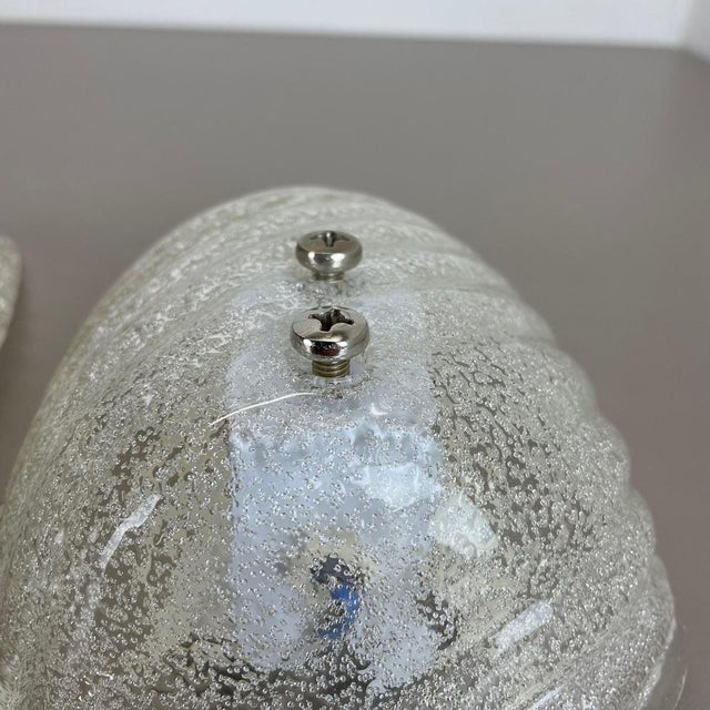 Metal Murano Bubble Ice Glass Wall Sconces, Germany, 1980s, Set of 2 For Sale - Image 7 of 18