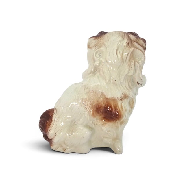Late 19th Century Late 19th Century English Staffordshire Glass-Eyed Spaniel Mantel Dog For Sale - Image 5 of 13