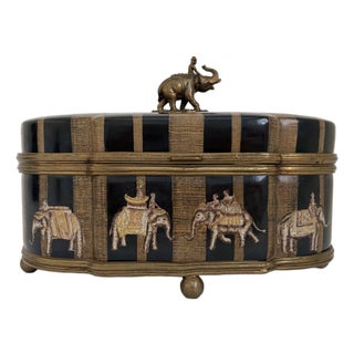 Large Vintage Castilian Imports Elephant Procession Box For Sale