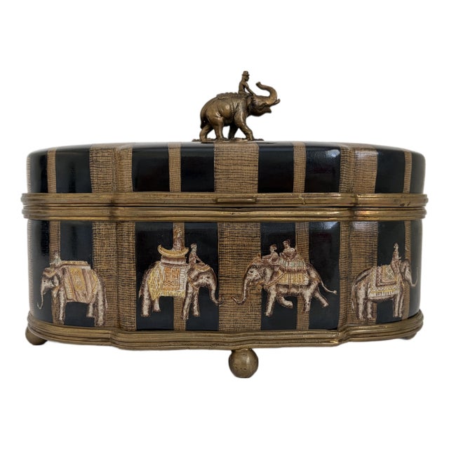 Large Vintage Castilian Imports Elephant Procession Box For Sale