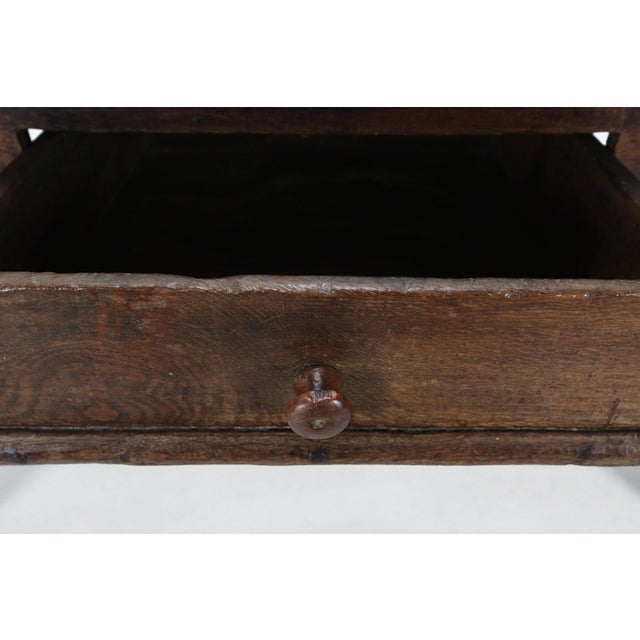 Brown Belgian Oak Console Table with Drawer, 1740s For Sale - Image 8 of 15