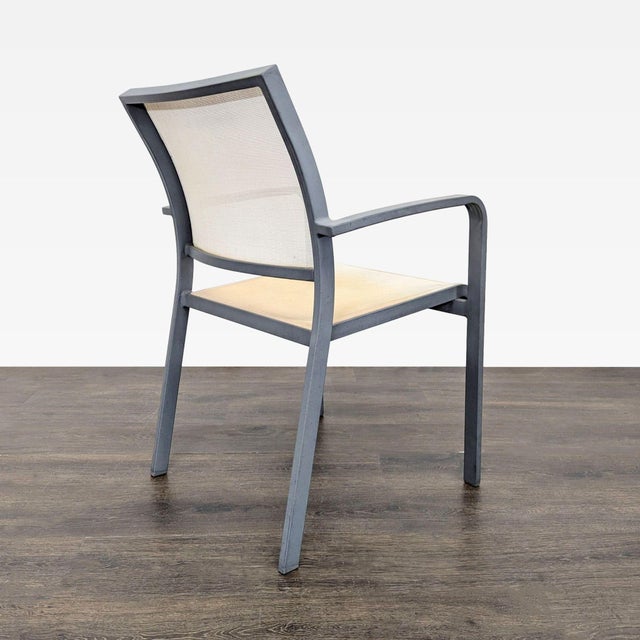 2000 - 2009 Set of 4 Modern Beige Mesh Armchair With Metal Frame For Sale - Image 5 of 10