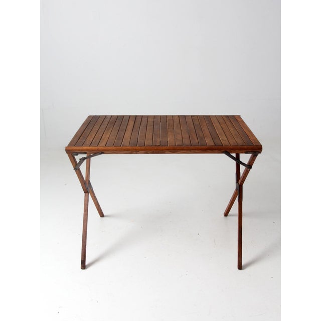 Vintage Wood Folding Table With Roll Top Chairish