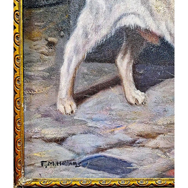 Textile “Jack Russells in a Barn” by f.m. Hollams (1877-1963) For Sale - Image 7 of 8