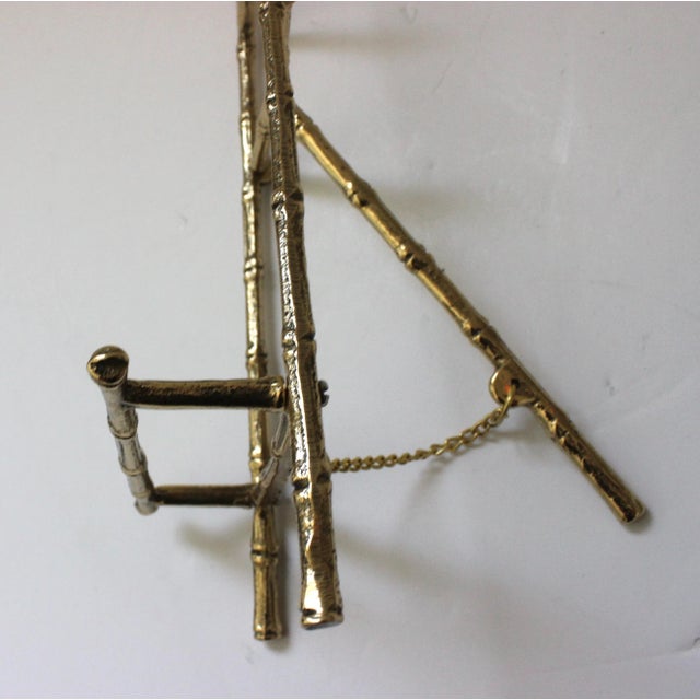 Vintage Faux Bamboo Polished Brass Tabletop Easel For Sale - Image 9 of 11