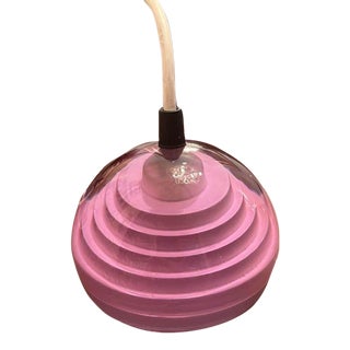 1970's Mid Century Modern Carlo Nason for a.v. Mazzega Murano Violet Steeped Art Glass Ceiling Pendant Lights a - Pair For Sale