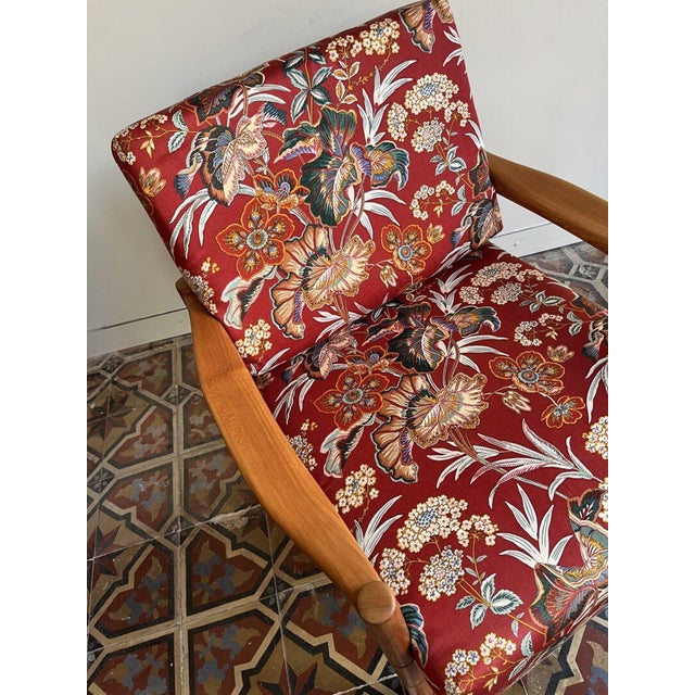 Scandinavian Armchair with Botanical Print, 1960s For Sale - Image 3 of 11