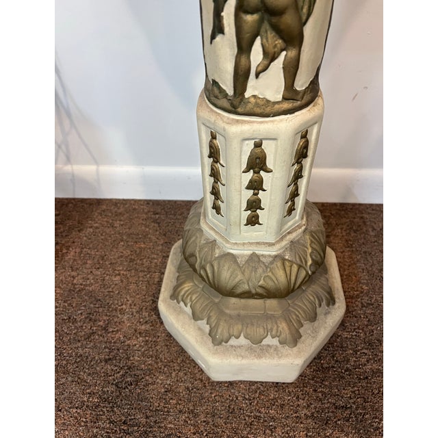 1950's Italian Plaster Cherub Pedestal Jardinier Gold For Sale - Image 12 of 12