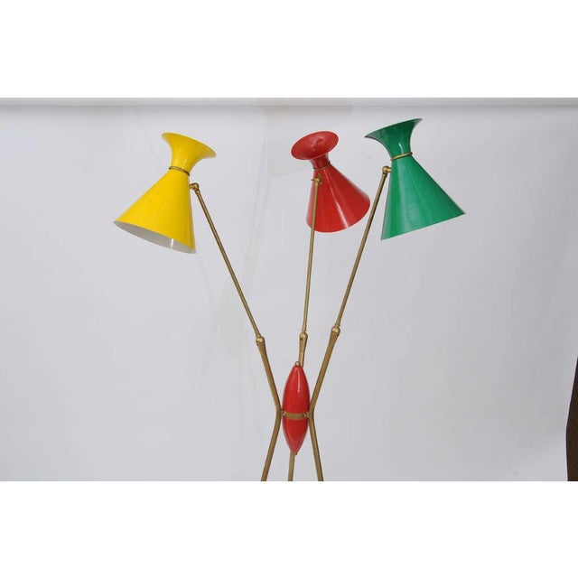 Mid-Century Modern Original Stilnovo Italian Brass Floor Lamp For Sale - Image 3 of 9