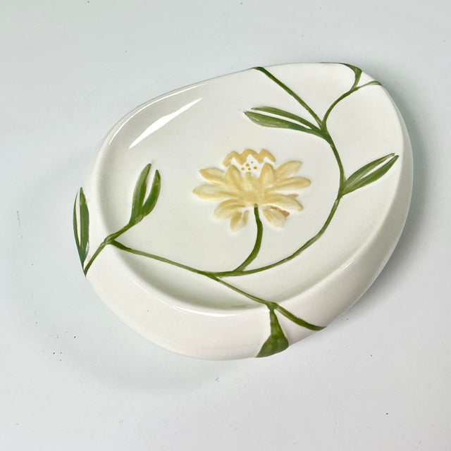 2019 Contemporary Art Nouveau Boho Chic Crosscill Penelope Ceramic Catchall-Soap Dish. For Sale - Image 4 of 11