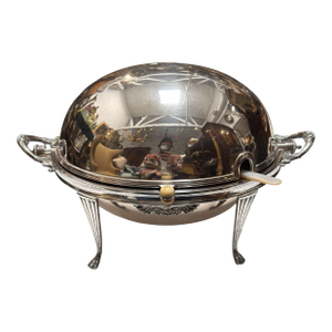 Antique Walker & Hall English Silver Plated Revolving Breakfast Dome Entree Dish