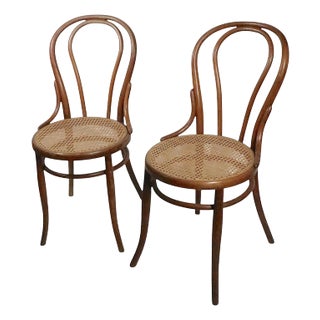 Early 20th Century Vienna Secessionist Cafe Bistro Dining Bentwood Chairs Attributed To Kohn After Thonet - Set of 2 For Sale