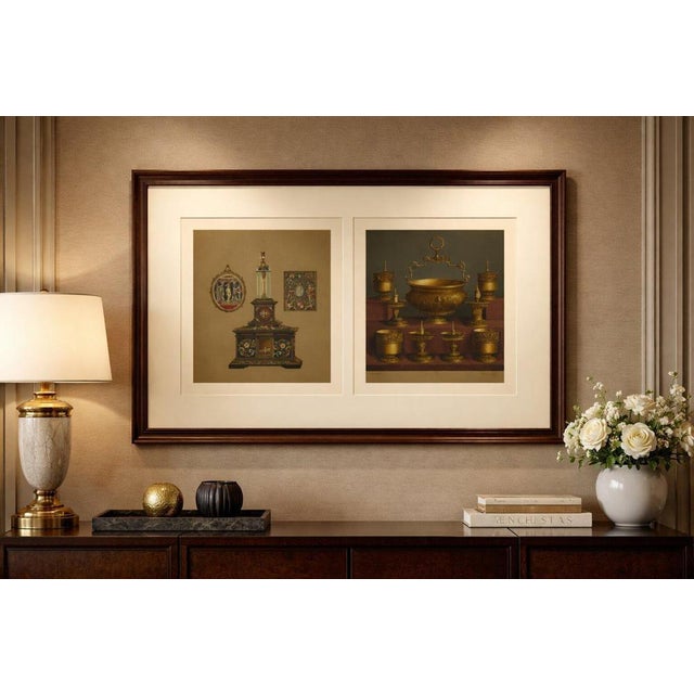 Title: pair bavarian royal chapel liturgical objects chromolithographs, zettler munich 1874 this refined pair of...