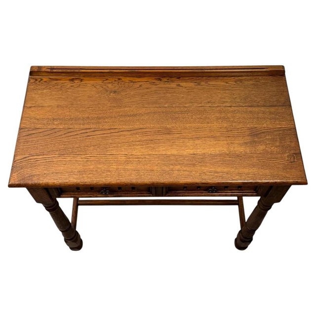 Antique Early 20th Century English Edwardian Oak Side Table For Sale - Image 5 of 12