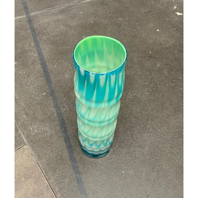 Large Vintage Handmade Glass Floor Vase For Sale - Image 10 of 18