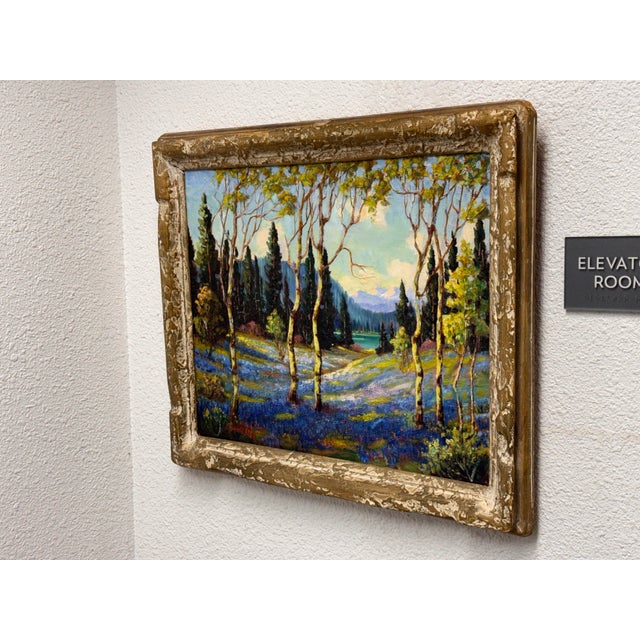 Design Plus Gallery presents a Vintage Lakeside Landscape Oil Painting from Harry Leonard Lopp (1888–1974). This landscape...
