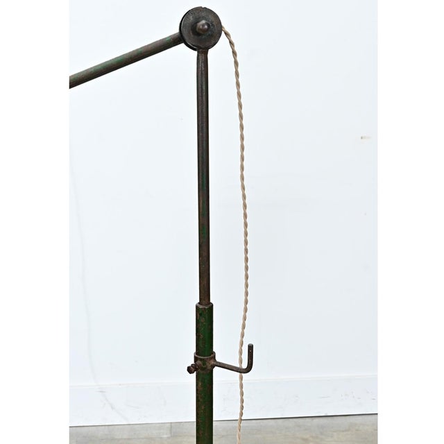 Green Mid 20th Century French Adjustable Industrial Floor Lamp by RG Levallois For Sale - Image 8 of 12