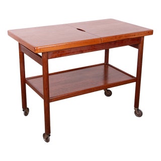 Danish Extendable Two-Tier Teak Serving Cart by Kurt Østervig for Jason Møbler, 1960s For Sale