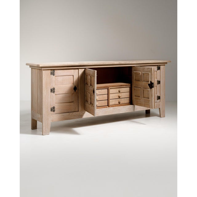 1970s French Oak Brutalist Buffet For Sale In Greensboro - Image 6 of 17
