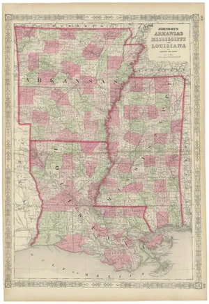 Civil War Era Map of Arkansas, 1864