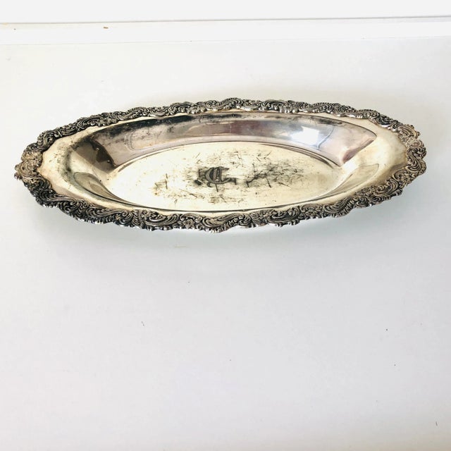 Vintage Silver Plate Bread Plate With Monogram " D" Makers mark reads "biggins rogers co. wallingford. ct quadruple 107 "...