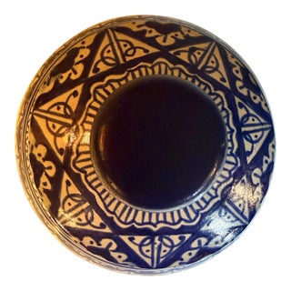 Antique Moroccan Fassi Pottery Jar Featuring Intricate, Hand-Painted Geometric and Floral Designs For Sale