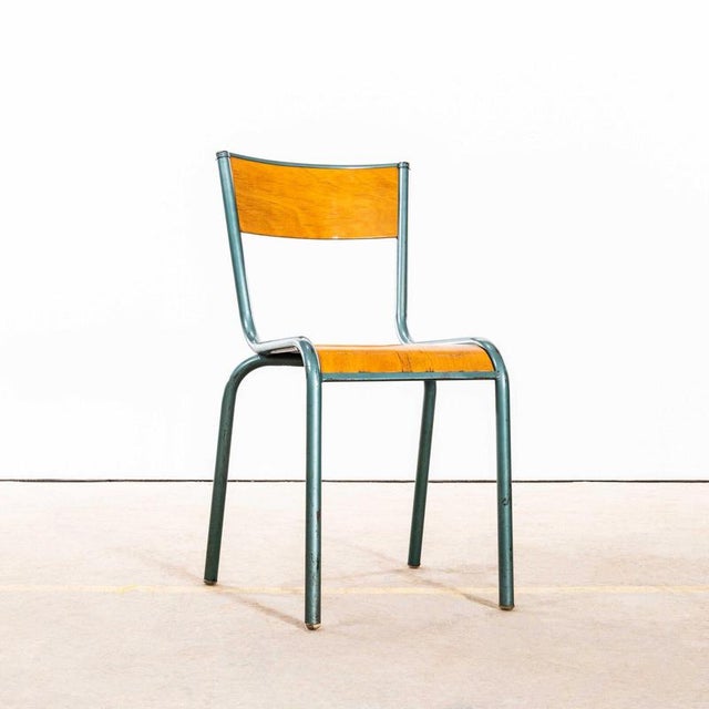 1950’s French Mullca Steel Green Stacking School Dining Chairs. One of our most favourite chairs, in 1947 Robert Muller...