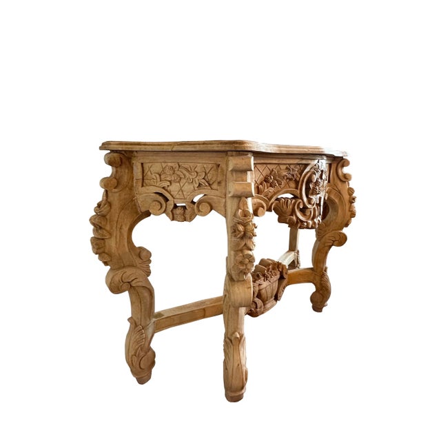 Bleached Oak French-Provincial Console Table For Sale - Image 9 of 13