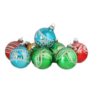 Midcentury Mercury Glass Tree Ornaments — Set of 8