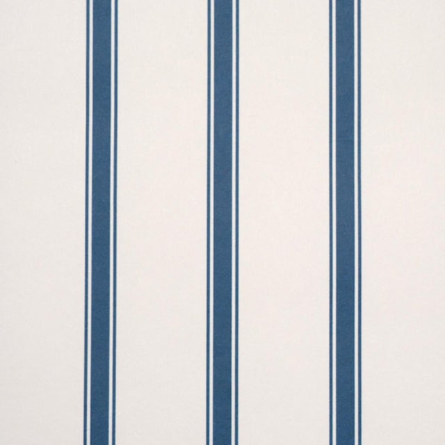 Traditional Sample - Schumacher Westerly Stripe Wallcovering In Navy For Sale - Image 3 of 6