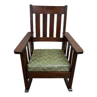 Antique American Arts & Crafts Mission Oak Rocking Chair For Sale