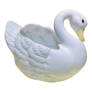 Vintage MCM Homco White Swan Bowl, Porcelain, Planter