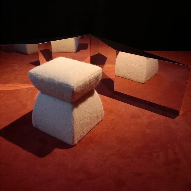 Contemporary Cusi Pouf in Encre Mohair by KABINET For Sale - Image 3 of 13