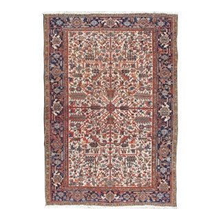 Vintage Ivory Heriz Hand Woven Area Rug 6ft 11in X 10ft For Sale
